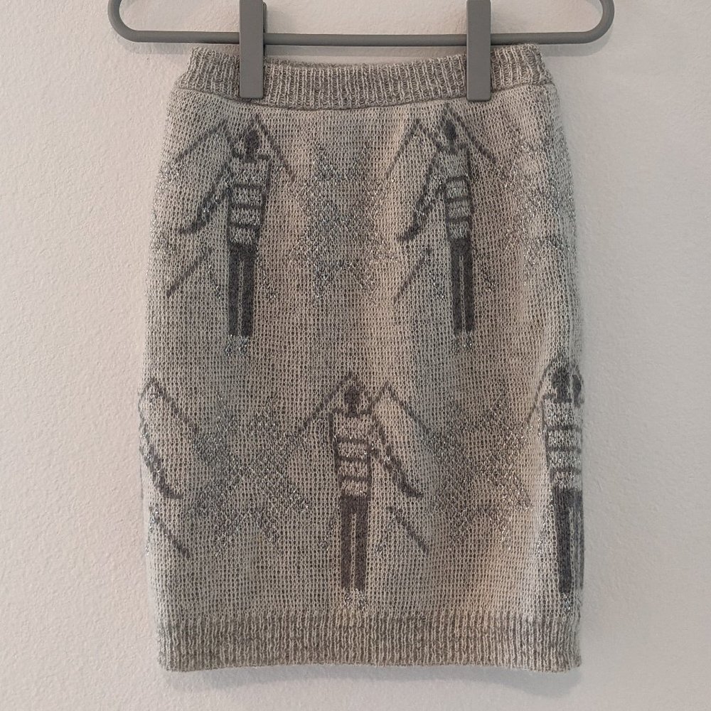 Vintage Chiara Mattioli grey wool Alpine skirt - cute ski ladies